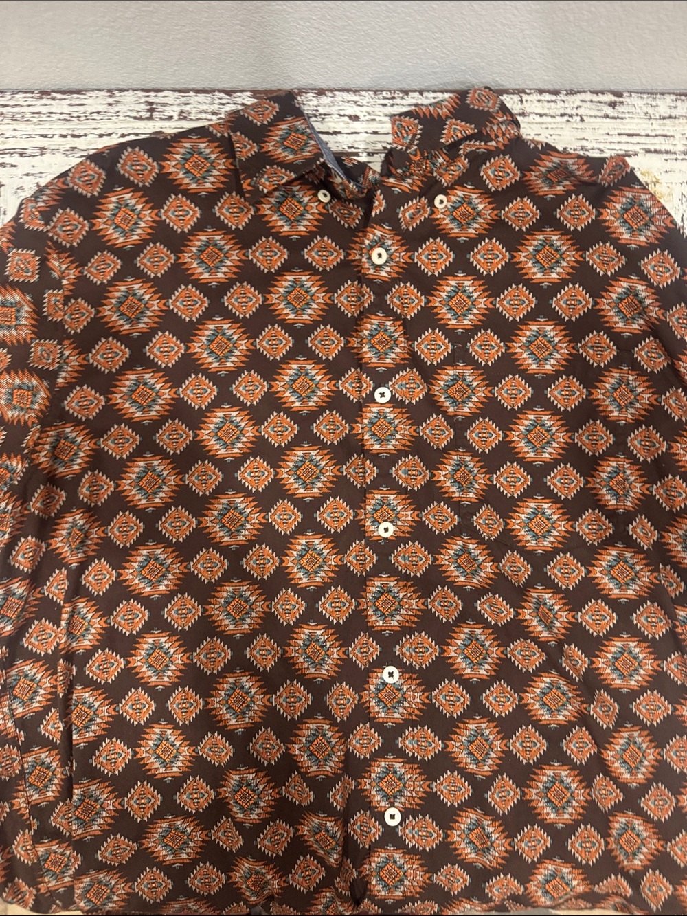 Cody James Western Men's Brown Geometric Print Button-Up